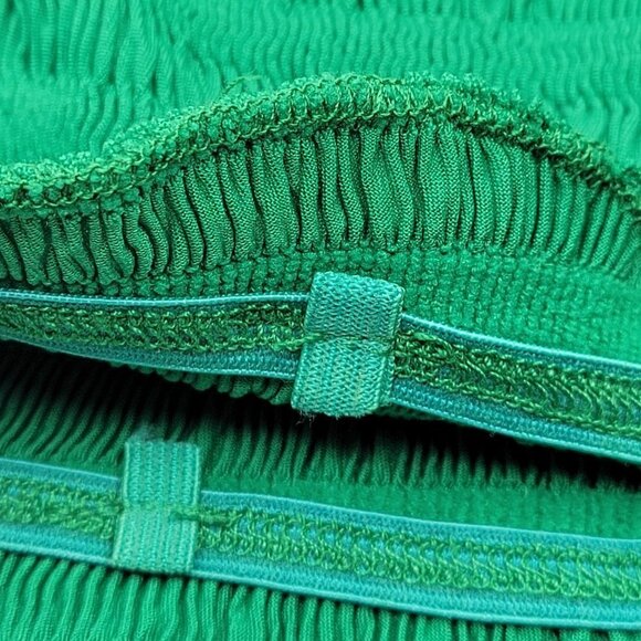 Green Sexy Crop Top Strapless Tube Top Smocked Stretchy Summer Bandeau - NEW - Picture 5 of 10